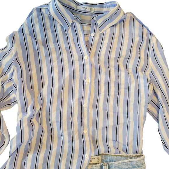MNG Basics Mango button down striped blouse, size Medium - Picture 3 of 5